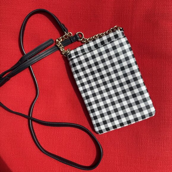 Nanette Lepore Black & White Gingham Faux Leather Phone Wallet Crossbody – New - Picture 5 of 12